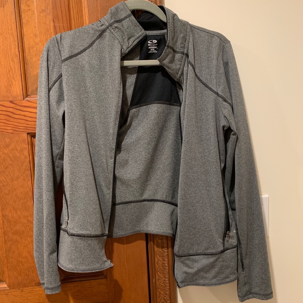 Champion dry heather gray zip up athletic sweater